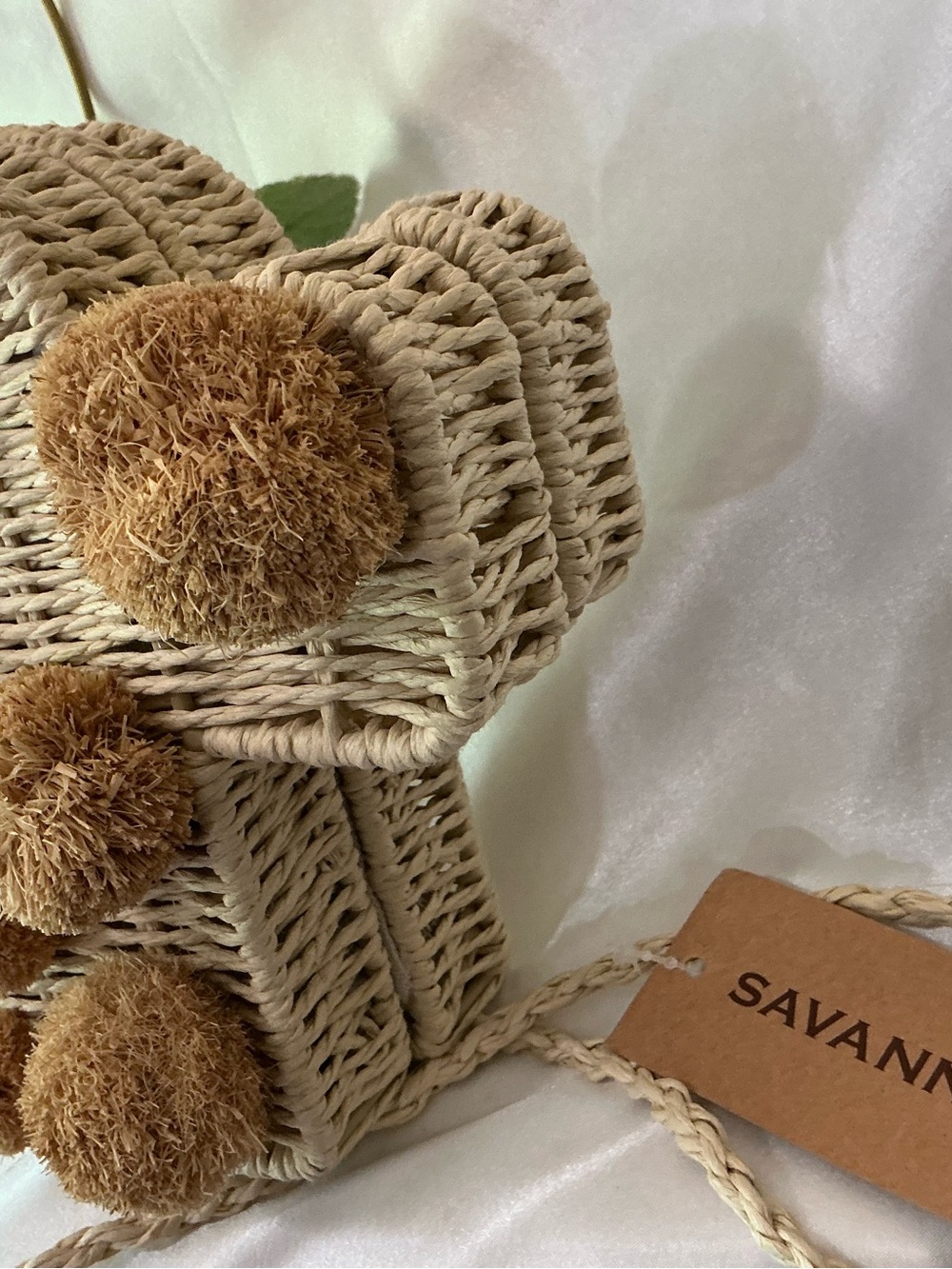 Savanna Natural Woven Straw Cactus Crossbody with Braided Strap - Picture 5 of 9